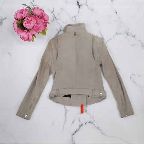 Mackage, Hania-Su Suede Moto Jacket, Gray, Small - Picture 4 of 8